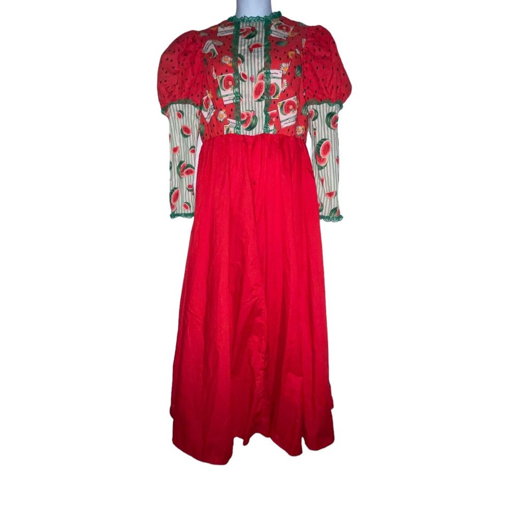 Vintage Handmade Watermelon Dress Womens L Patchwork Retro Costume Colorful